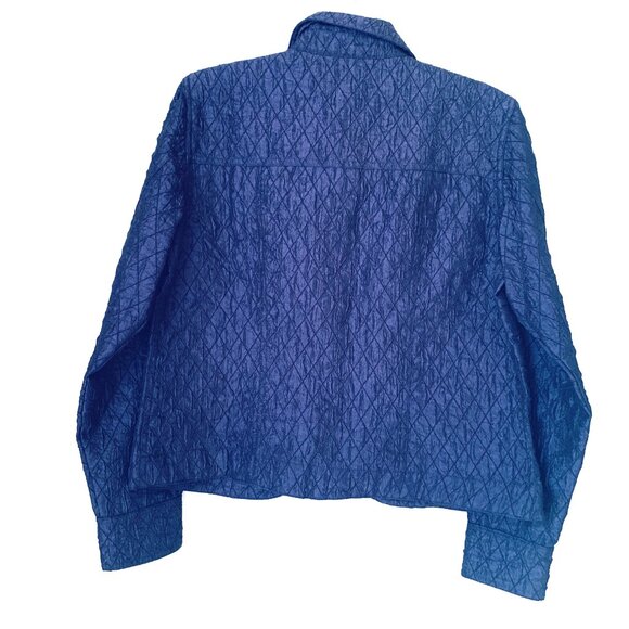 COLDWATER CREEK Eggplant Modified Jean Style Jacket Diamond Raised Pattern Sz 8 - Picture 5 of 6